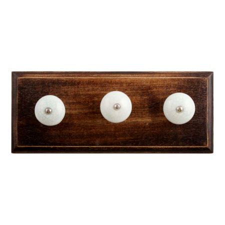 White Green Crackle Ceramic Wooden Hooks